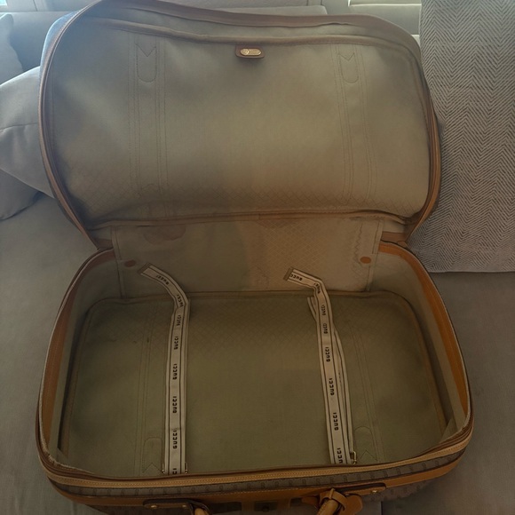 Gucci Vintage Authentic Coated Canvas Travel LuggageSherry Line Stripes 1980’s - Picture 5 of 17